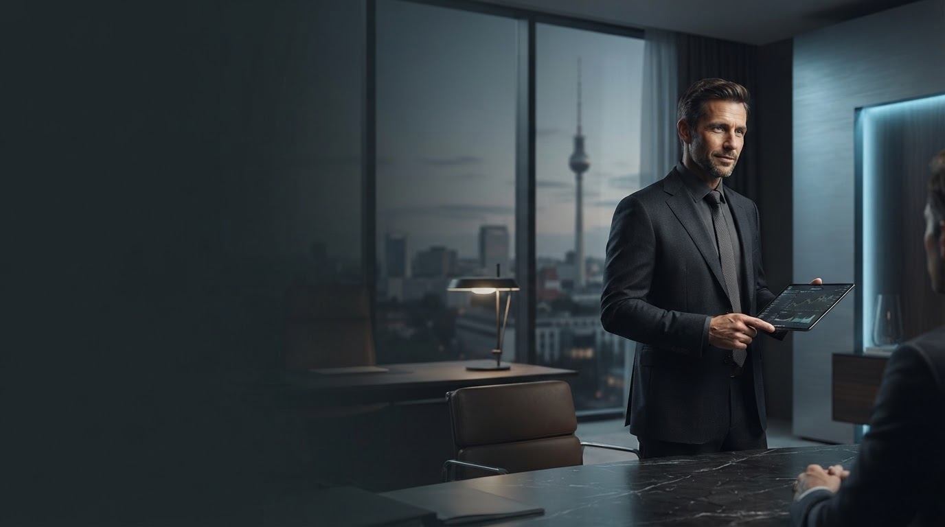 CezorFin Analyseplattform für automatisiertes Investieren, dargestellt auf einem mobilen Arbeitsplatz